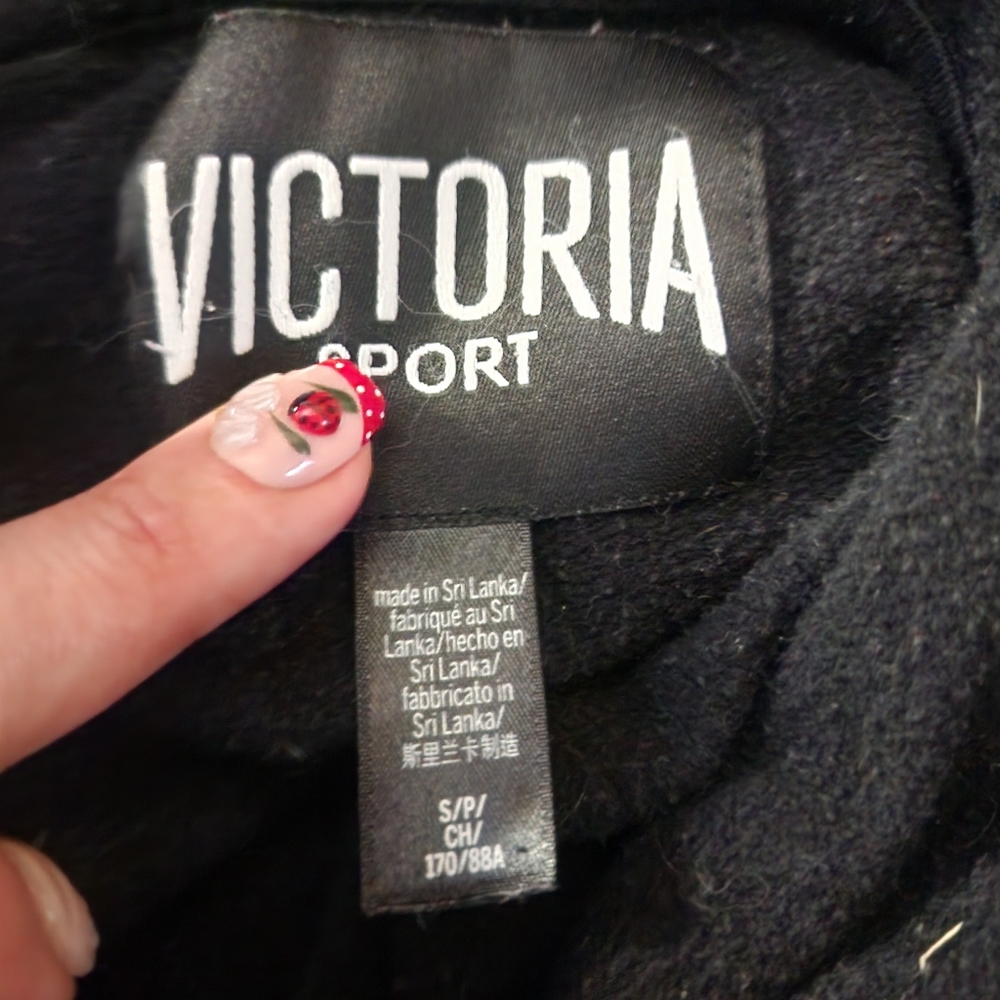 Victoria Sport Black Graphic Logo Pullover Hoodie, Size Small - Picture 3 of 4